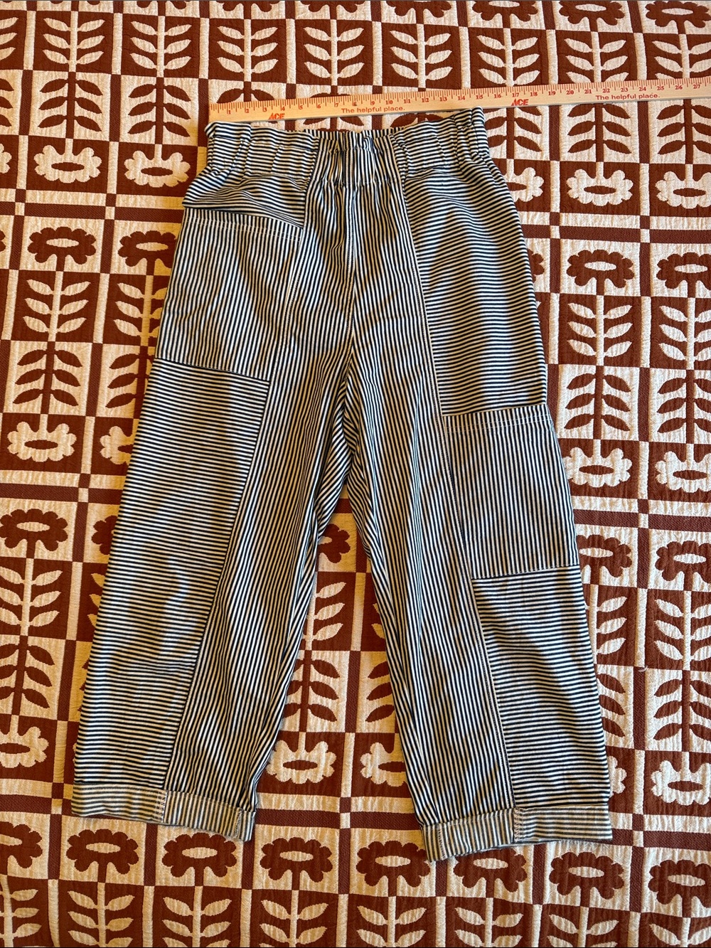 Striped Wide-Leg Cargo Pants in Black & White